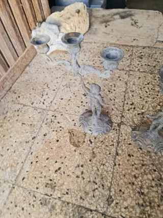 Coppia Candelabri Ottone Cherubini