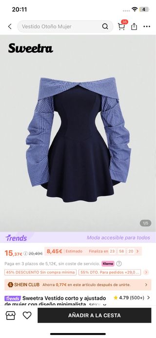 Vestido cuadros azul