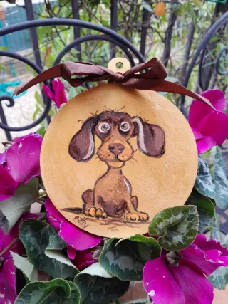 Pallina decorativa cane bassotto dipinta a mano