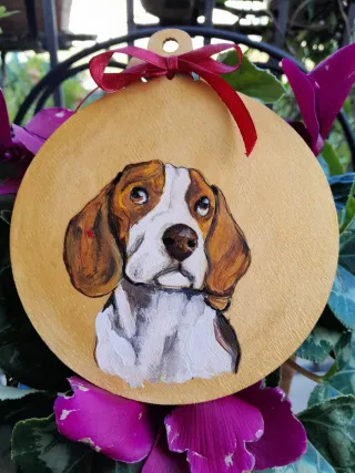 Pallina legno Beagle dipinta a mano