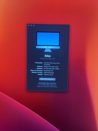 iMac 27″ 5K 2017 – 32 GB RAM + SSD 2 TB – Perfecto
