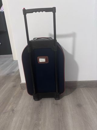 Maleta de cabina tela azul y marrón sin marca 