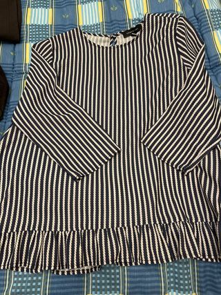 Blusa CORTES Rayas Azul y Blanco