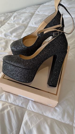 Salto Plataforma Glitter Preto