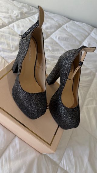 Salto Plataforma Glitter Preto
