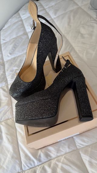 Salto Plataforma Glitter Preto