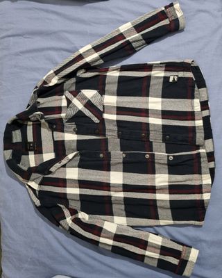 Camisa cuadros manga larga broches Talla L