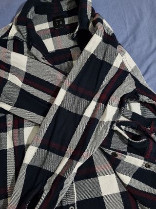 Camisa cuadros manga larga broches Talla L