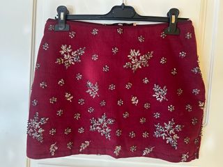 Falda mini lentejuelas burdeos M