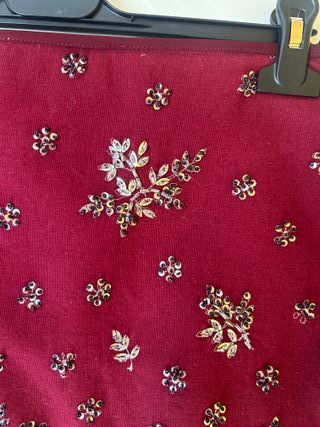 Falda mini lentejuelas burdeos M