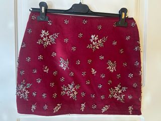 Falda mini lentejuelas burdeos M