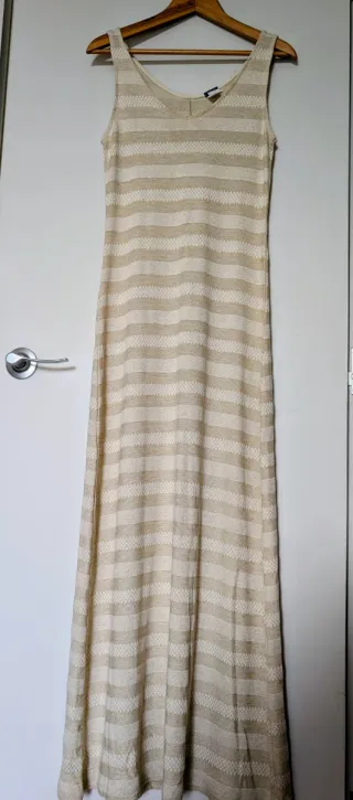Vestido largo de punto beige talla única