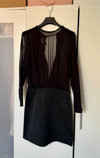 Vestido midi negro transparente