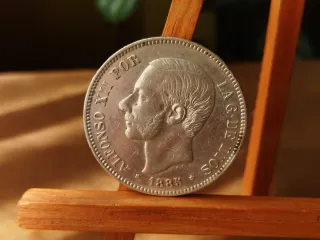 Moneda Plata 5 pesetas 1885 Alfonso XII España