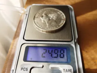 Moneda Plata 5 pesetas 1885 Alfonso XII España