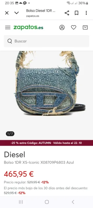 Bolso Diesel 1DR XS-Iconic Azul