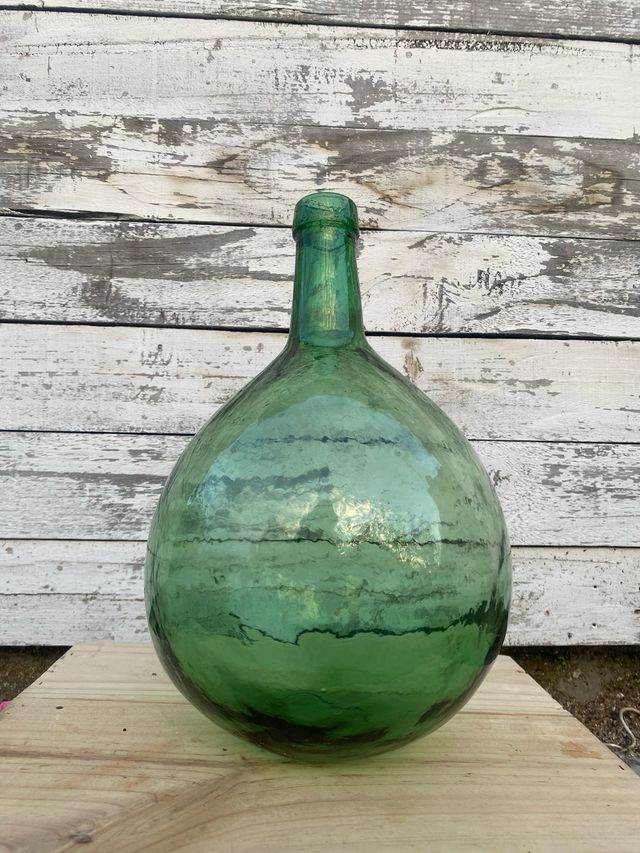 Damajuana antigua vidrio verde 8L