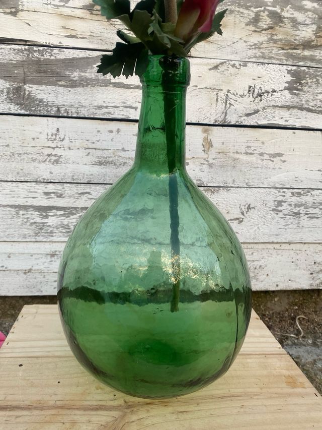 Damajuana antigua vidrio verde 8L