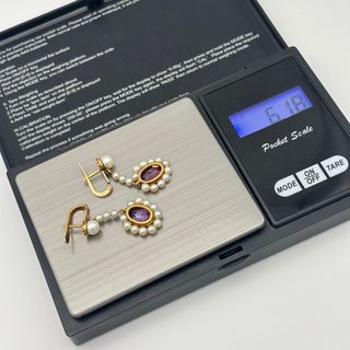 Pendientes oro 18kt con perlas y gema