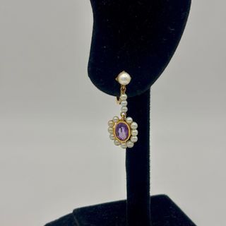 Pendientes oro 18kt con perlas y gema