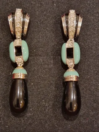Pendientes Vintage Cabouchon Negro y Rojo