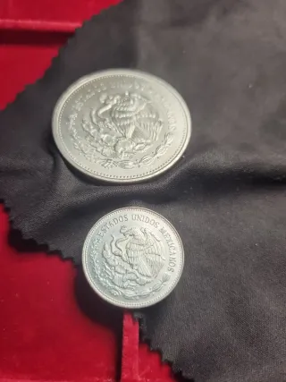2 Monedas Plata México 1968 SC