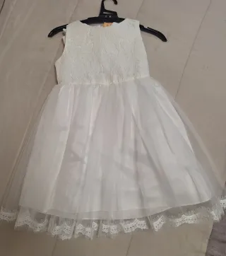 Vestido ceremonia niña blanco encaje tul talla 6