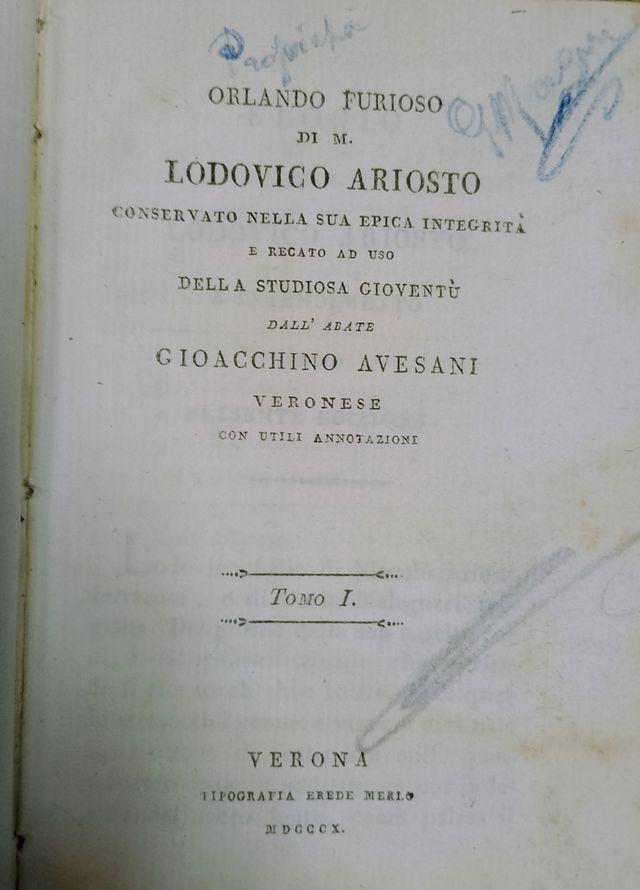 Orlando Furioso – Lodovico Ariosto – 4 tomi - 1810