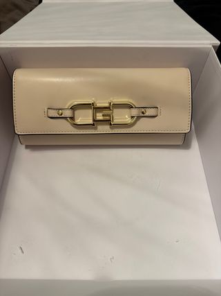 Bolso de fiesta beige y dorado