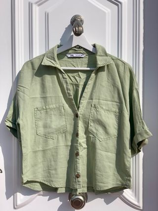 Camisa corta Zara verde
