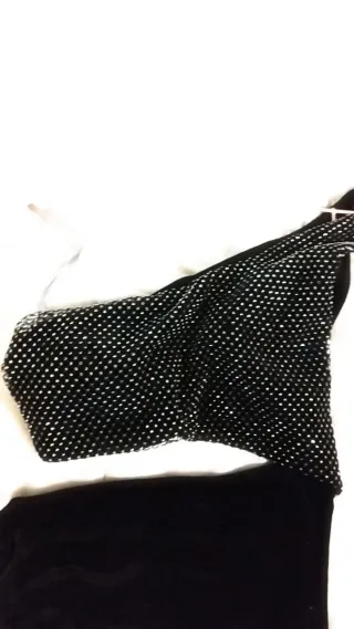 Completo nero con strass e gonna in velluto