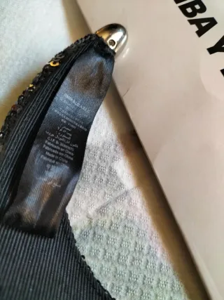 Collar Bimba y Lola lentejuelas negro y plata