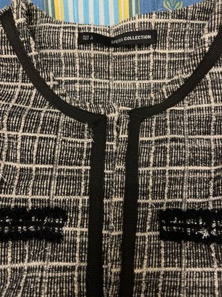 Chaqueta traje cuadros blanco y negro
