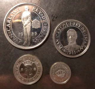 Lote de 4 Monedas Plata 925. Conmemorativas 1989.