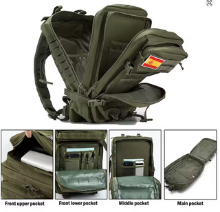 Mochila Táctica Militar 50L Verde con 2 Parches