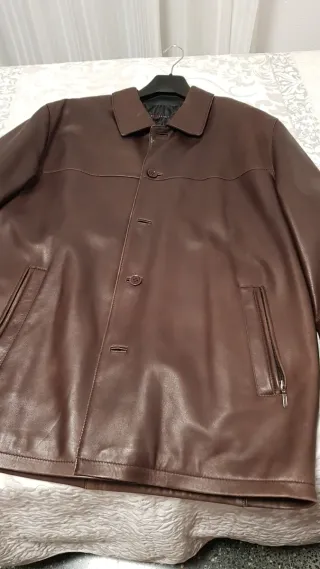 Chaqueta de piel hombre marrón
