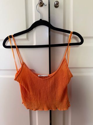 Top tirantes Zara semitransparente punto naranja