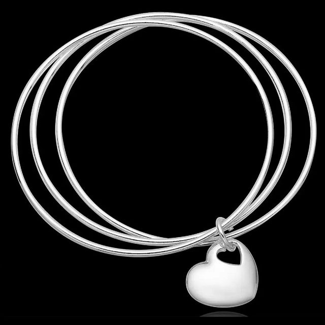 Pulsera 3 aros finos con corazón