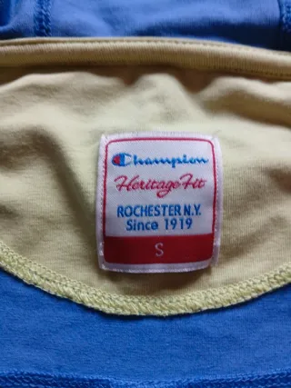 Felpa Champion con cappuccio blu/gialla taglia S