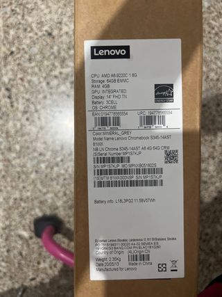 Portátil Lenovo Gris Plata