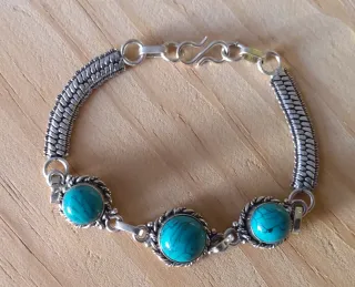 Pulsera Plata Turquesa Piedra Natural