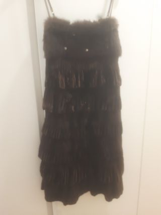 Vestido marrón piel y perlitas
