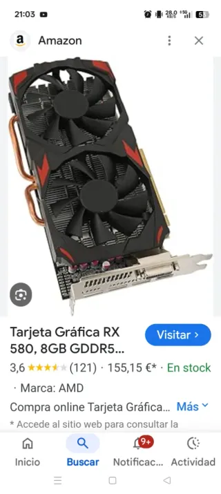 Tarjeta Gráfica Asus RX 580 8GB GDDR5