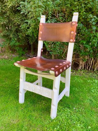 SILLA CASTELLANA MADERA Y CUERO