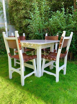 SILLA CASTELLANA MADERA Y CUERO