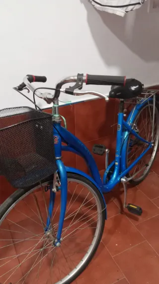 Bicicleta azul con cesta
