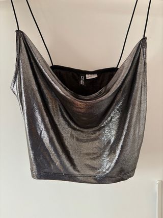 Top plateado metalizado talla XS
