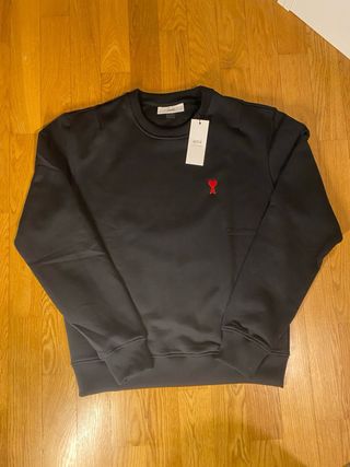 Felpa Ami Paris Nera con Cuore Rosso