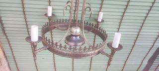 Lámpara antigua metal y cristal