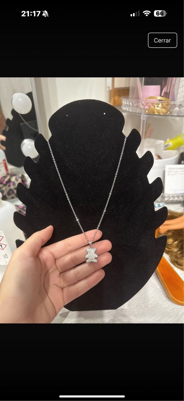 Collar Oso Brillante Plata